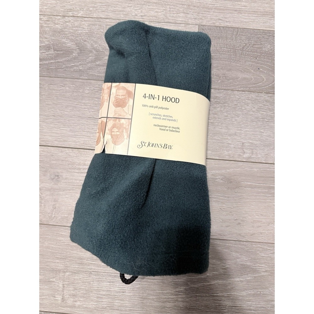 St. John's Bay 4-in-1 Hood Women OS Green Fleece Balaclava Neck Warmer‎